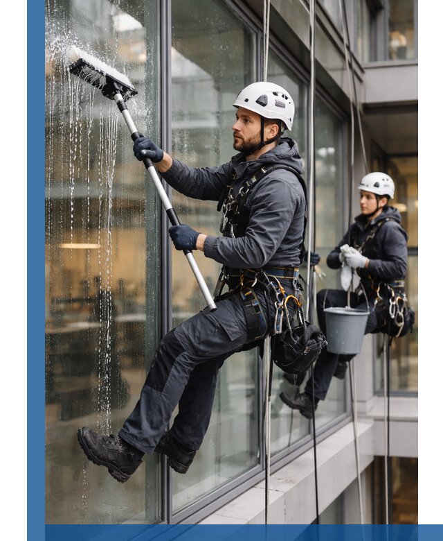 Профессиональная мойка витражей промышленными альпинистами в Егорьевске