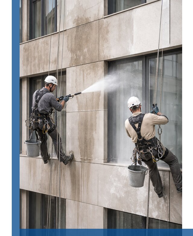 Послестроительная мойка фасада промышленным альпинизмом в Егорьевске