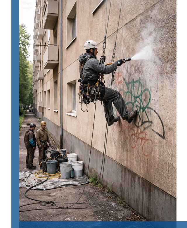 Удаление граффити с фасада в Егорьевске без следов и повреждений