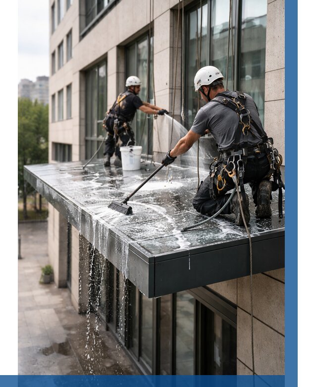 Мойка козырьков и навесов в Егорьевске от 3544 р. | ВЫСОТНИК-Грь