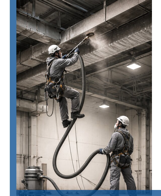 Обеспыливание потолочных конструкций в Егорьевске промышленным альпинизмом