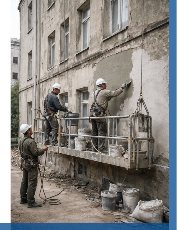 Капитальный ремонт фасада в Егорьевске от 4253 р. | ВЫСОТНИК-Грь