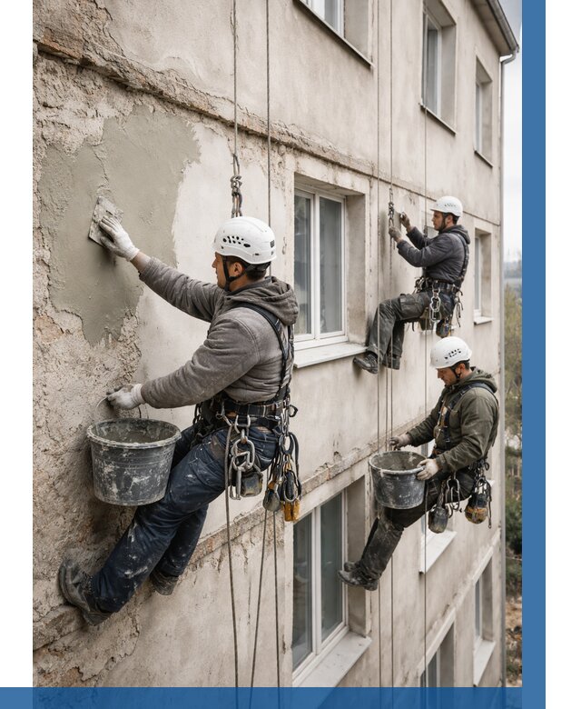 Ремонт штукатурного фасада в Егорьевске от 759 р. под ключ | ВЫСОТНИК-Грь