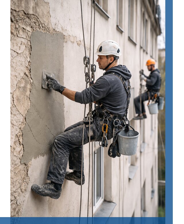 Восстановление штукатурки фасада в Егорьевске от 1215 р. | ВЫСОТНИК-Грь