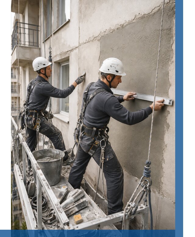 Штукатурка фасада на высоте в Егорьевске от 911 р. | ВЫСОТНИК-Грь