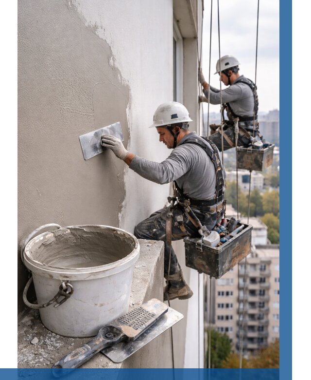 Шпаклевка фасада на высоте в Егорьевске от 709 р. | ВЫСОТНИК-Грь