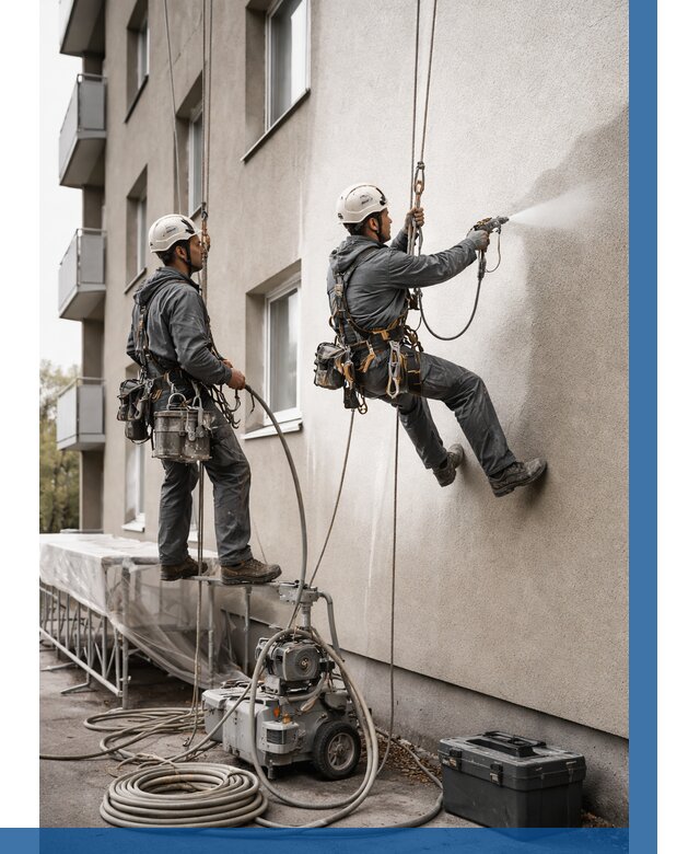 Безвоздушная покраска фасада в Егорьевске от 223 р/м² | ВЫСОТНИК-Грь