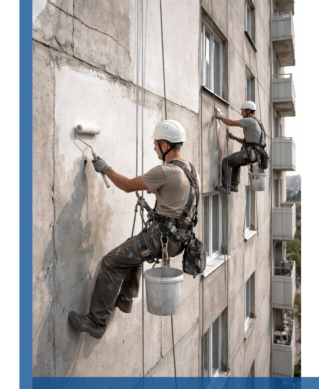 Покраска бетонного фасада в Егорьевске для жилых и промышленных объектов