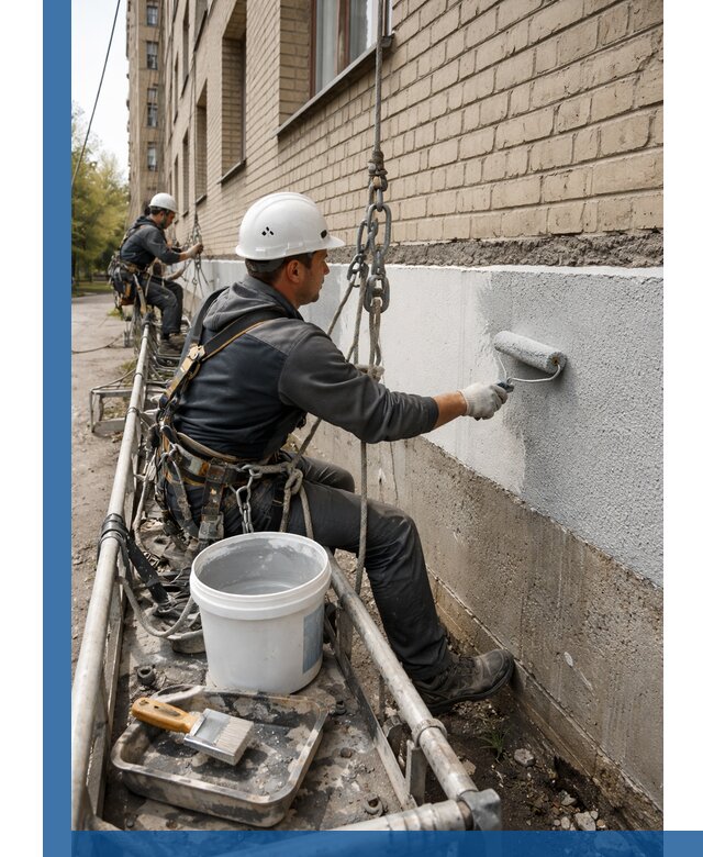 Окраска цоколя здания в Егорьевске профессионально и надежно