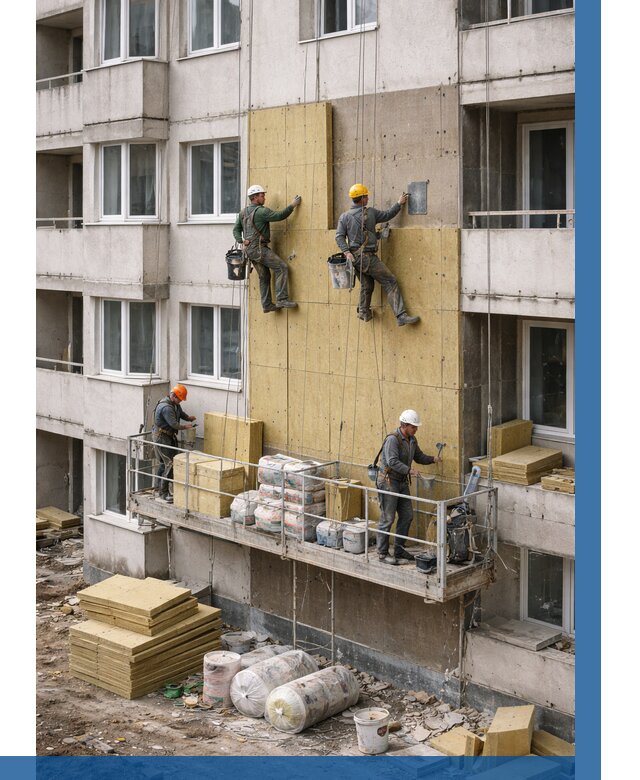 Утепление фасада минватой в Егорьевске от 1519 р. | ВЫСОТНИК-Грь