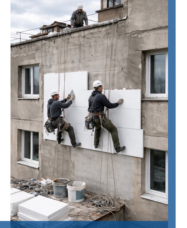 Утепление фасада пенополистиролом в Егорьевске от 1823 р. | ВЫСОТНИК-Грь