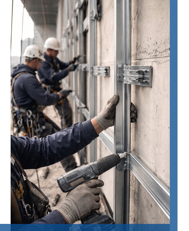 Монтаж подсистемы вентфасада в Егорьевске от 861 р. | ВЫСОТНИК-Грь