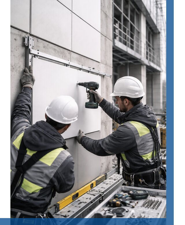 Монтаж композитных панелей фасада в Егорьевске от 2532 р. | ВЫСОТНИК-Грь