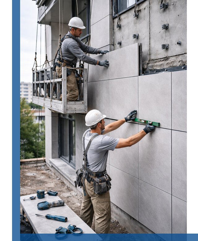 Монтаж керамогранита на фасад в Егорьевске под ключ с гарантией качества