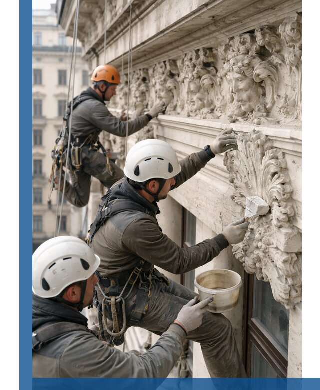 Реставрация фасадной лепнины с высотными работами в Егорьевске