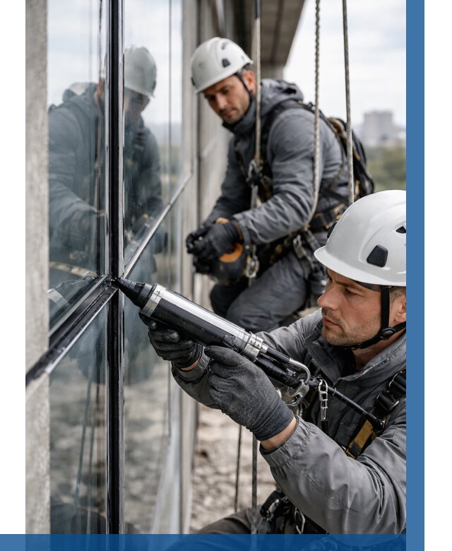 Герметизация витражных швов в Егорьевске от 658 р. | ВЫСОТНИК-Грь