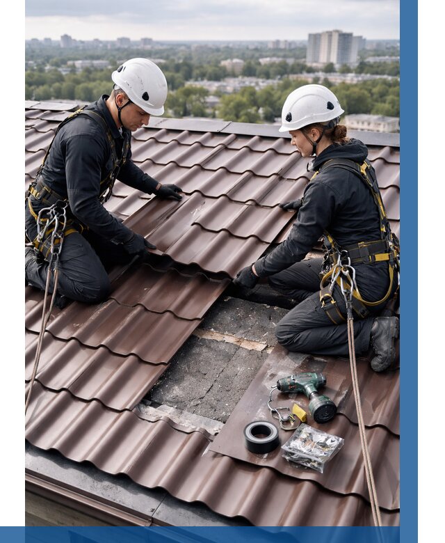 Ремонт металлочерепицы на крыше в Егорьевске от 911 р. | ВЫСОТНИК-Грь