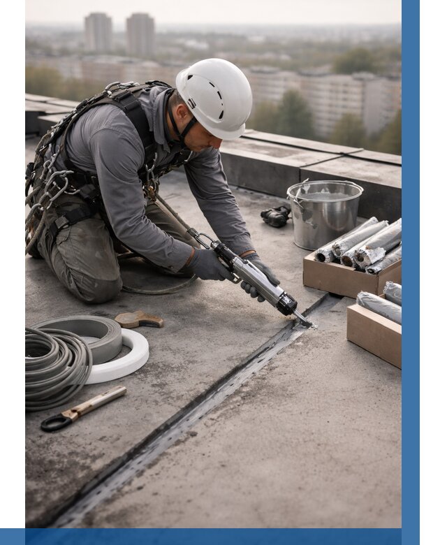 Герметизация швов кровли в Егорьевске от 456 р./м2 | ВЫСОТНИК-Грь