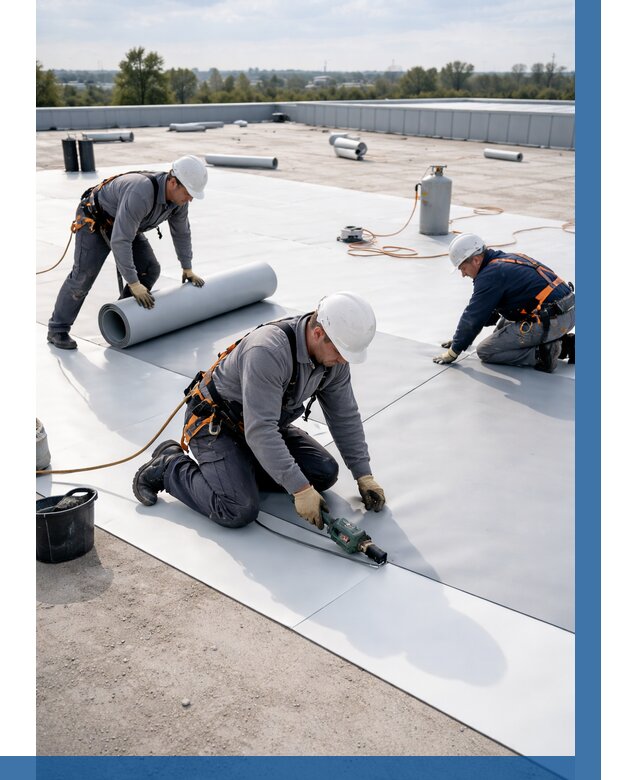 Монтаж мембранной кровли под ключ в Егорьевске от 1215 р. | ВЫСОТНИК-Грь