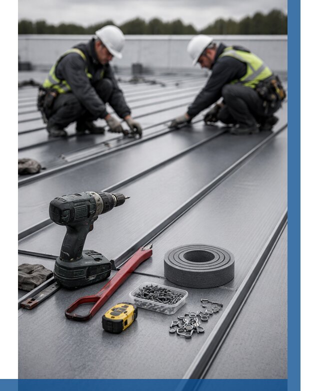 Монтаж фальцевой кровли в Егорьевске от 1823 р. | ВЫСОТНИК-Грь