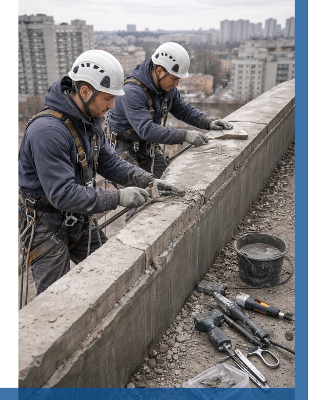 Ремонт парапета на кровле в Егорьевске от 1519 р. | ВЫСОТНИК-Грь