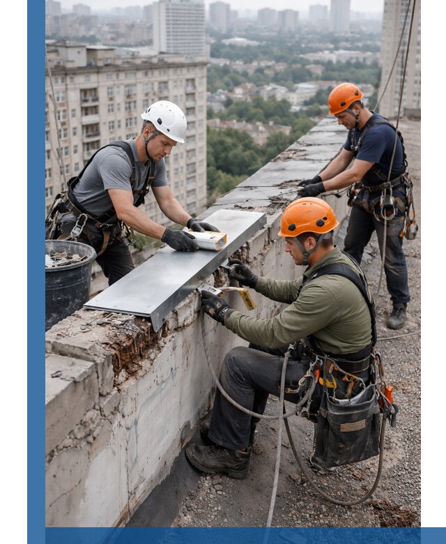 Ремонт парапета на кровле в Егорьевске, высотные работы с гарантией