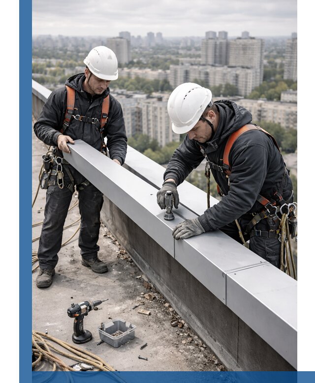 Монтаж парапетных крышек и ограждений кровли в Егорьевске