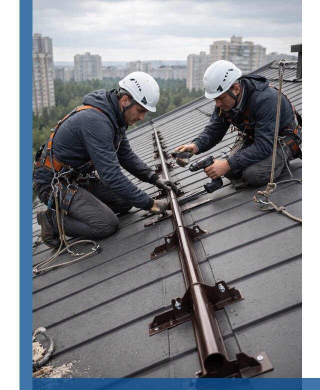 Монтаж снегозадержателей на кровле зданий в Егорьевске под ключ