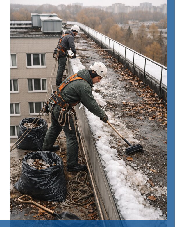 Очистка кровли по периметру в Егорьевске от 557 р. | ВЫСОТНИК-Грь