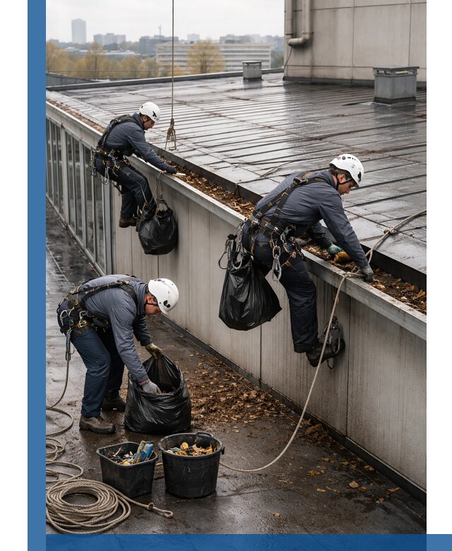 Очистка кровли по периметру в Егорьевске силами промышленных альпинистов