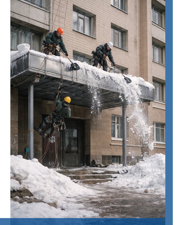 Очистка козырьков от снега в Егорьевске от 3544 р. | ВЫСОТНИК-Грь