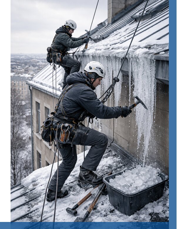 Удаление наледи с кровли в Егорьевске от 5569 р. | ВЫСОТНИК-Грь