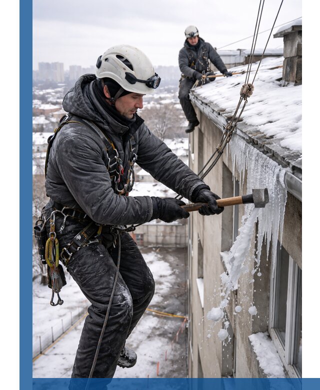Сбивание и удаление сосулек с крыши в Егорьевске безопасно