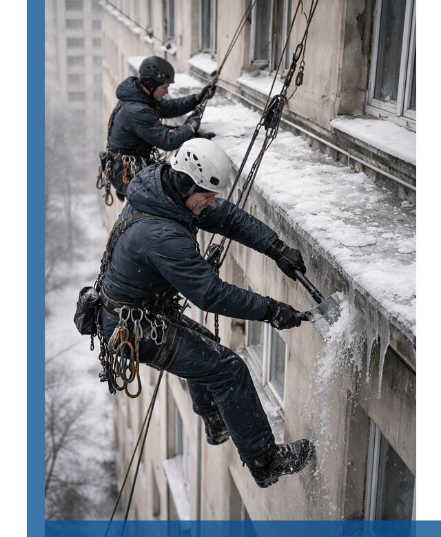 Удаление наледи и сосулек с карнизов в Егорьевске профессионально
