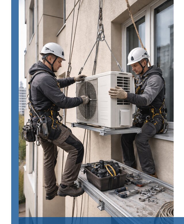 Перенос внешнего блока кондиционера в Егорьевске с монтажом и крепежом