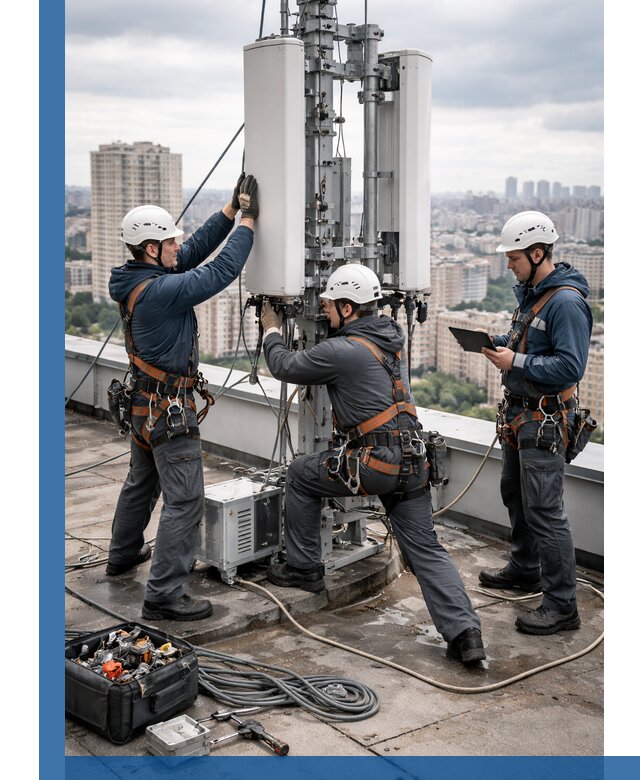 Монтаж антенн связи на крыше в Егорьевске с вводом в эксплуатацию