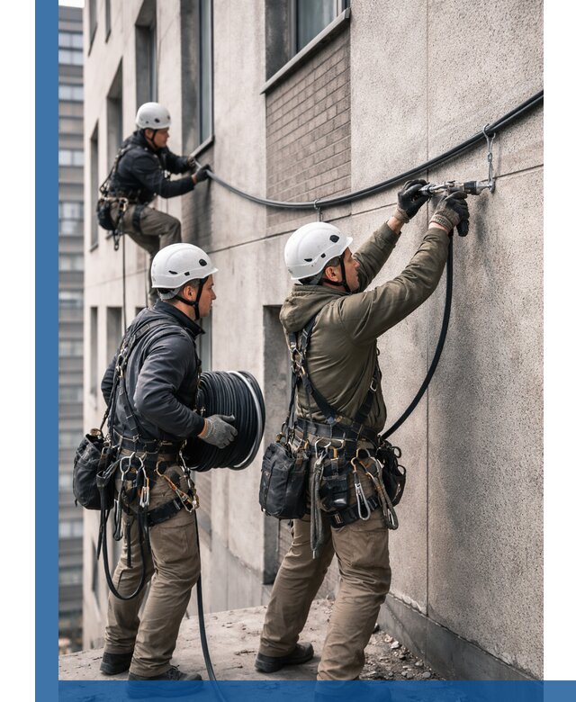 Прокладка кабеля по фасаду в Егорьевске, профессиональный монтаж