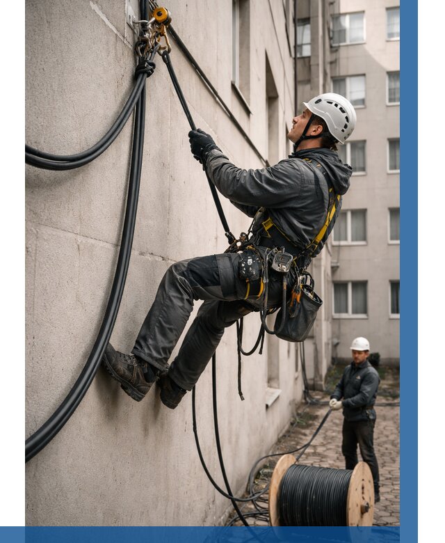 Протяжка кабеля питания на высоте в Егорьевске от 456 р. | ВЫСОТНИК-Грь