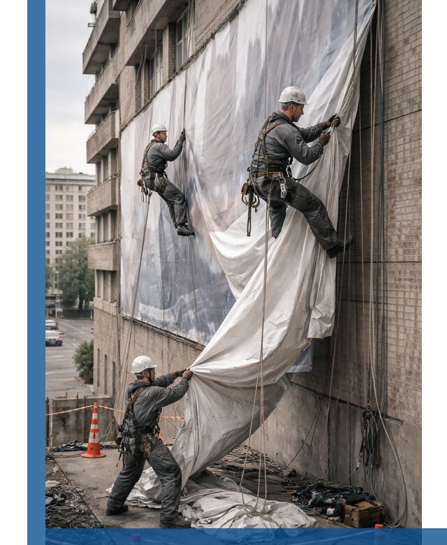Демонтаж баннеров с фасада в Егорьевске оперативно и безопасно