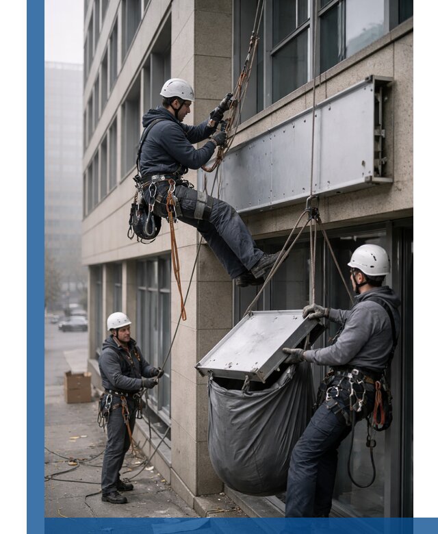 Демонтаж рекламной вывески с высотными работами в Егорьевске