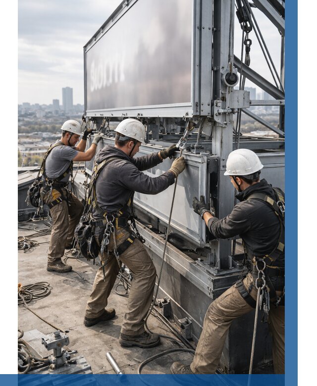 Монтаж крышной рекламной конструкции в Егорьевске от 60756 р.|ВЫСОТНИК-Грь