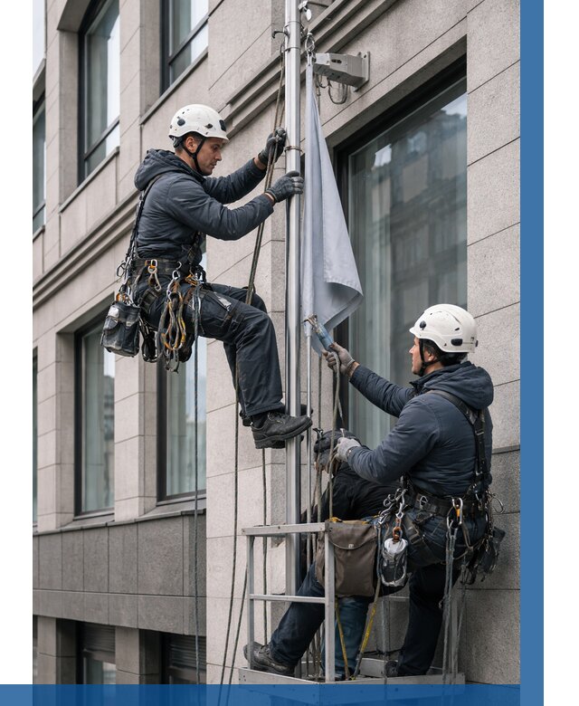 Установка флагов на фасаде в Егорьевске от 4557 р. | ВЫСОТНИК-Грь