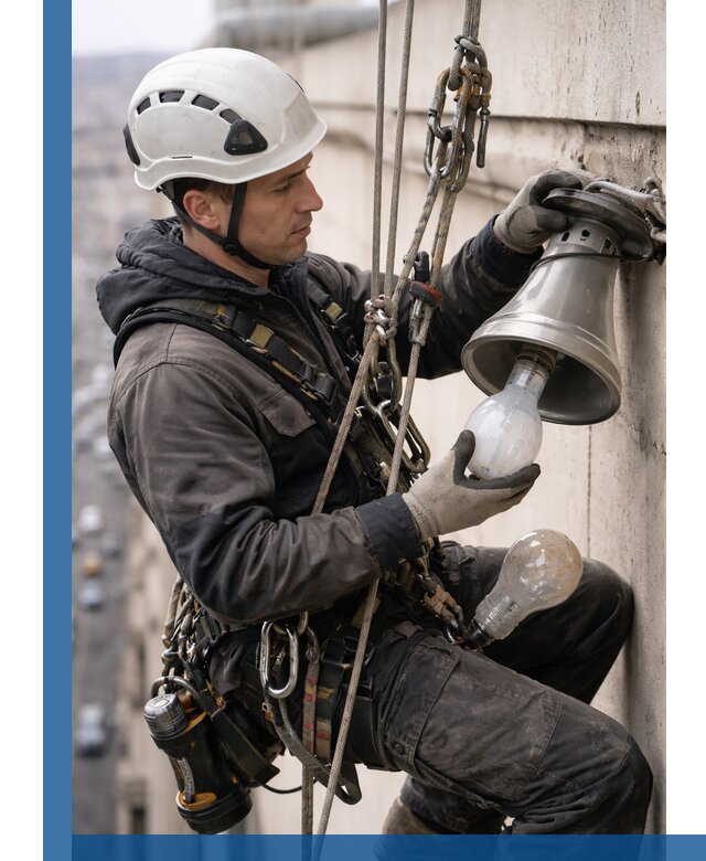 Замена ламп на высоте в Егорьевске профессионально и быстро