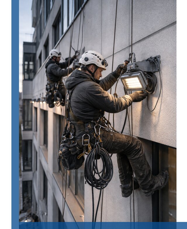 Монтаж фасадного освещения в Егорьевске установка и подключение