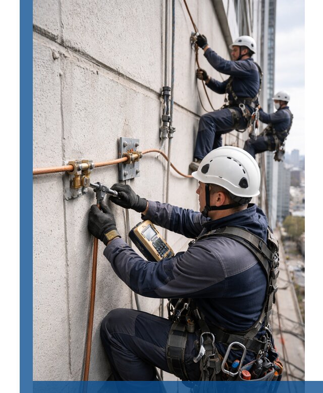 Монтаж системы заземления здания и молниезащиты в Егорьевске