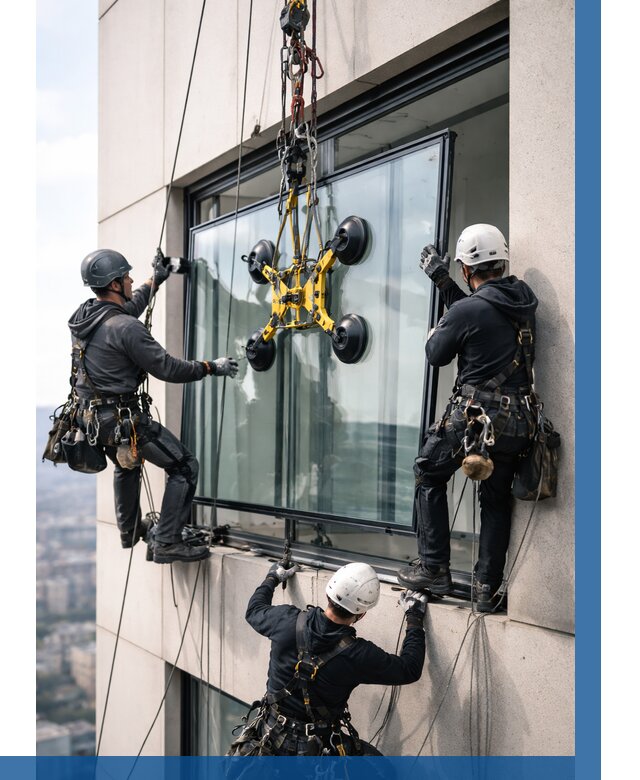 Монтаж стеклопакетов на высоте в Егорьевске от 3240 р. | ВЫСОТНИК-Грь