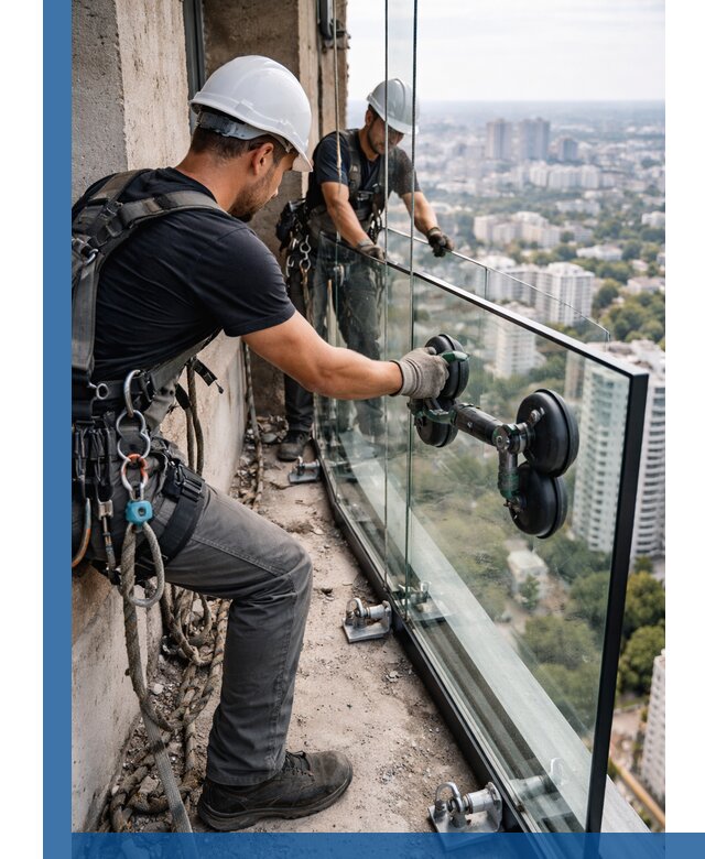 Монтаж стеклянных ограждений под ключ с гарантией в Егорьевске
