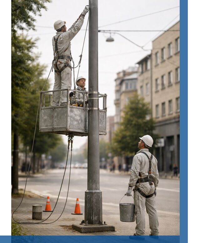 Покраска опор освещения в Егорьевске от 5063 р. | ВЫСОТНИК-Грь