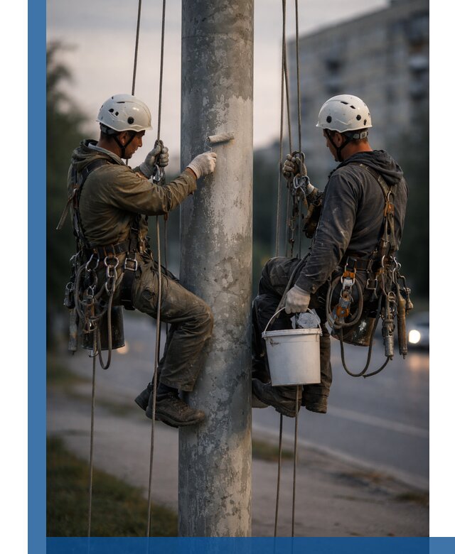 Покраска опор освещения и антикоррозийная защита в Егорьевске