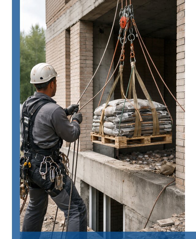 Подъем материалов на этаж веревками в Егорьевске оперативно